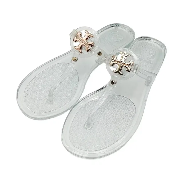 Tory Burch Miller Thong Sandal Clear Jelly with Gold Logo