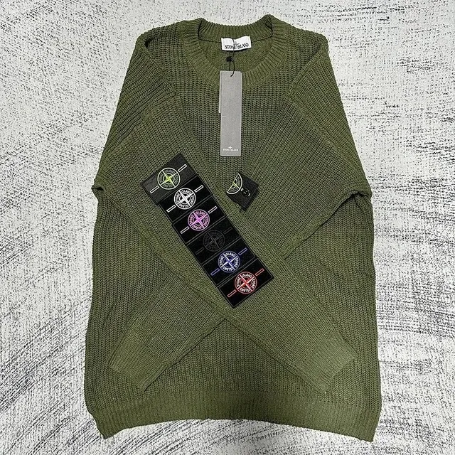 Stone Island Ribbed Knit Sweater Olive Green