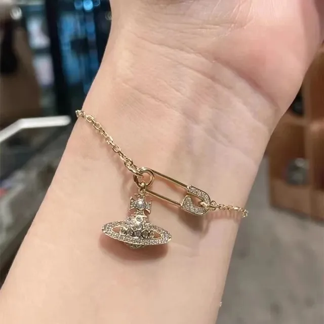 Vivienne Westwood Orb Safety Pin Bracelet Crystal-Embellished