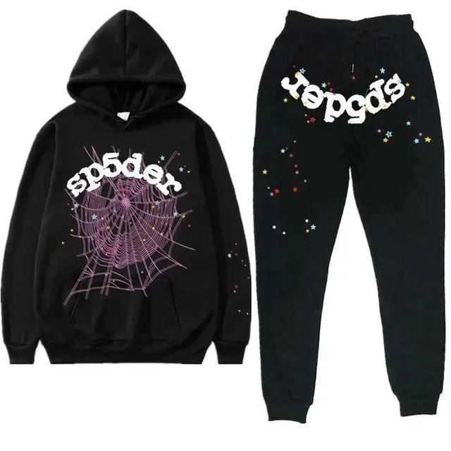 Sp5der Spider Web Hoodie and Joggers Set Star Print