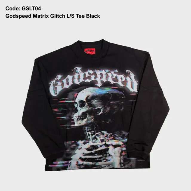 Gslt04 Godspeed Matrix Glitch Long Sleeve Tee Black