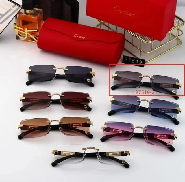 Cartier Sunglasses Rimless Square with Gold Accents