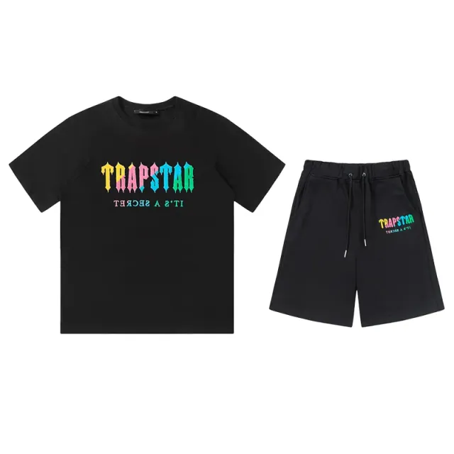Trapstar Logo Tee & Shorts Set Rainbow Logo