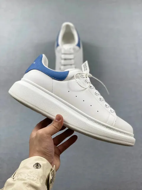 Alexander McQueen Oversized Sneaker White with Navy Heel Tab