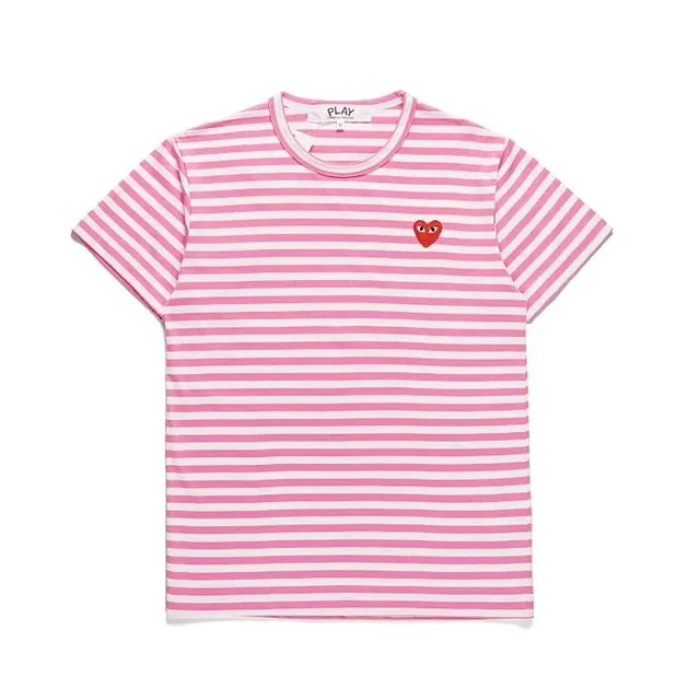 Comme des Garçons Striped T-Shirt Heart Logo
