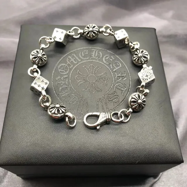 Chrome Hearts Dice & Cross Link Bracelet Sterling Silver