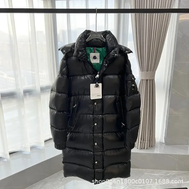 Moncler Long Puffer Coat Glossy Black