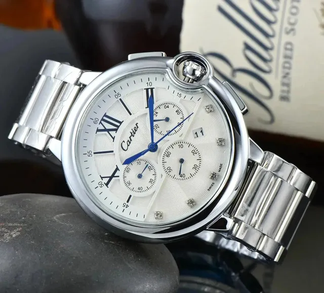 Cartier Santos Chronograph White Dial with Diamonds