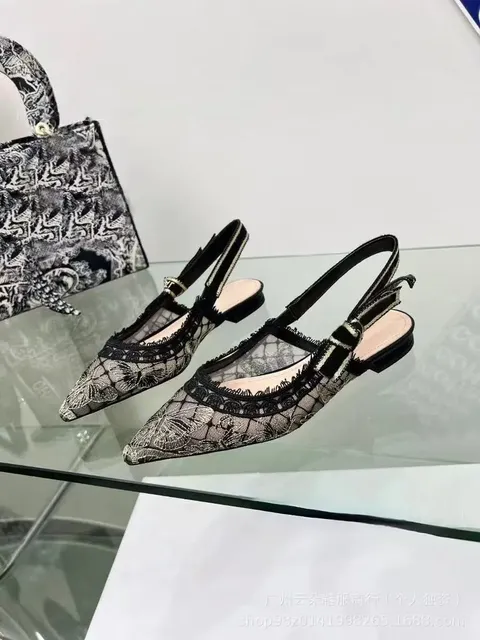 Dior Slingback Flat Lace Embroidery
