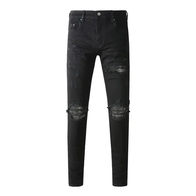 Amiri Distressed Skinny Jeans Crystal-Embellished Rips