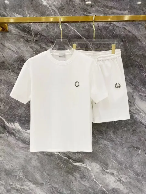Moncler Logo T-Shirt and Shorts Set Embroidered Logo