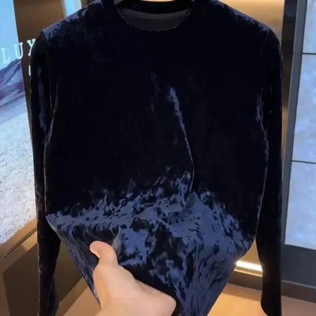 Velvet Long-Sleeve Top Crushed Velvet