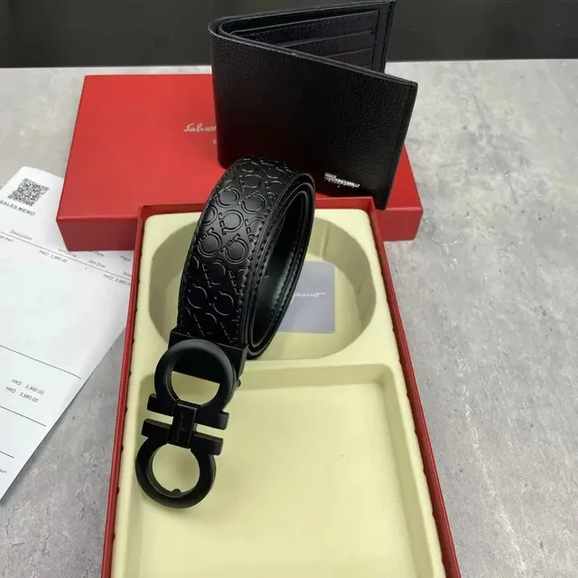 Ferragamo Gancini Belt Embossed Logo