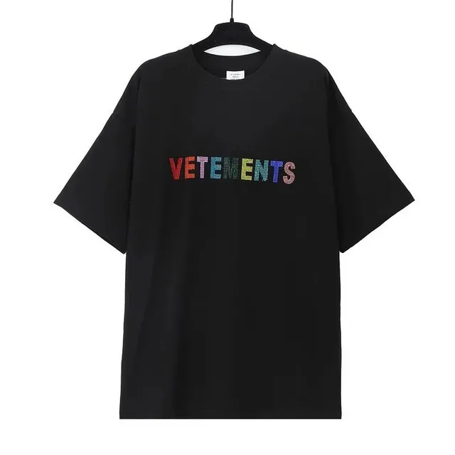Vetements Logo T-Shirt Rainbow Crystal Logo