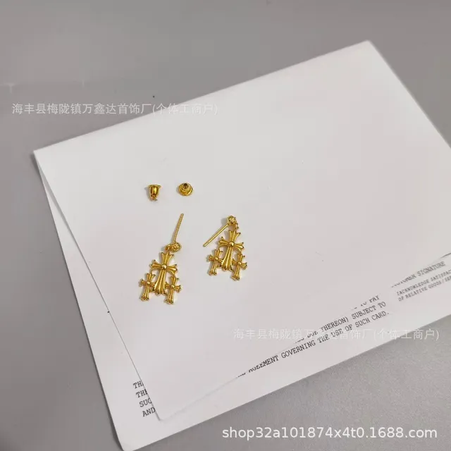 Chrome Hearts Cross Earrings Triple Cross