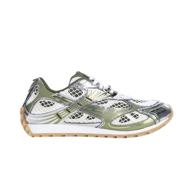 Bottega Veneta Andiamo Metallic Green and White