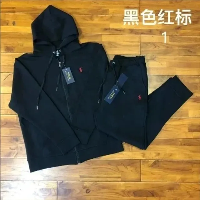 Polo Ralph Lauren Hoodie and Joggers Set Black with Red Pony Logo