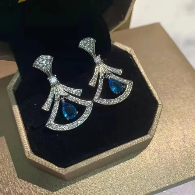 Bulgari Serpenti Earrings Pavé Diamond with Blue Gemstone