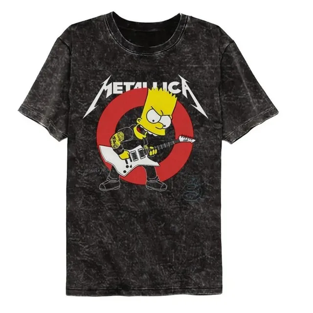 Metallica Bart Simpson Graphic Tee Acid Wash Black