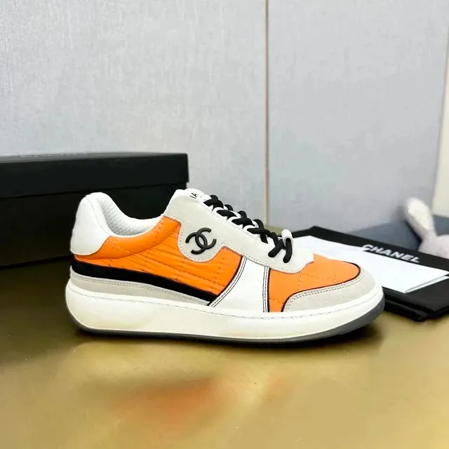 Chanel Sneaker Quilted Orange and White