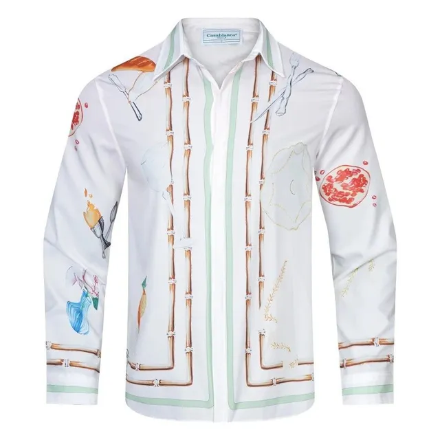 Casablanca Printed Shirt Bamboo and Fruit Motif