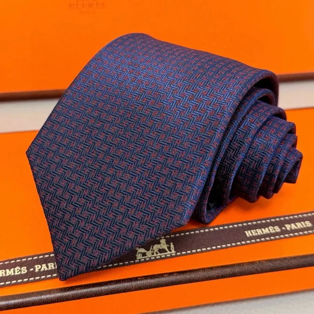 Hermès Silk Tie Herringbone Pattern