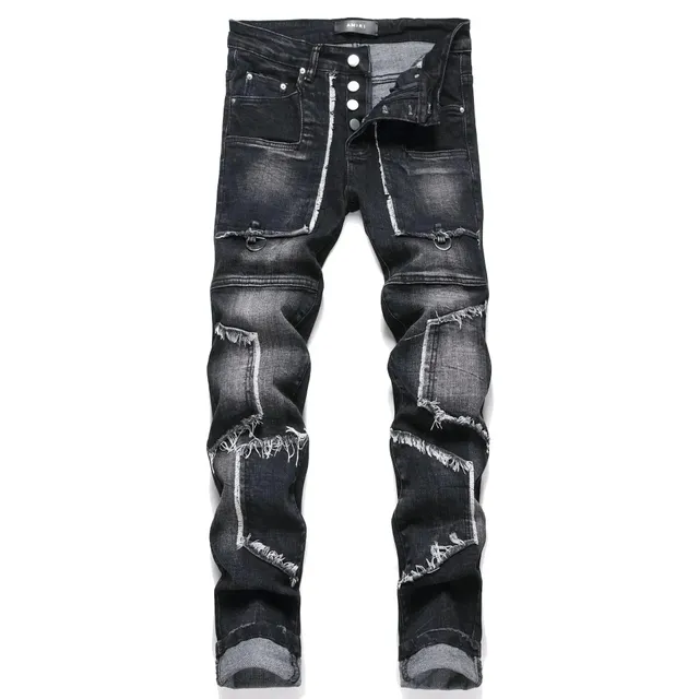 Amiri Distressed Jeans Ripped Panel Design