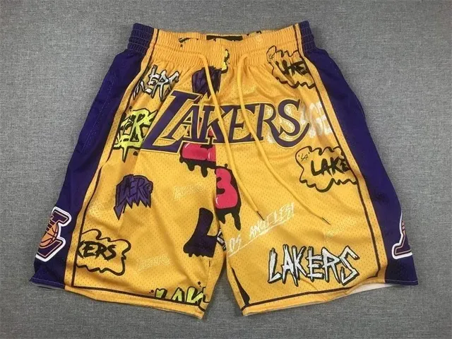 Nike × NBA Lakers Mesh Shorts Graffiti Print