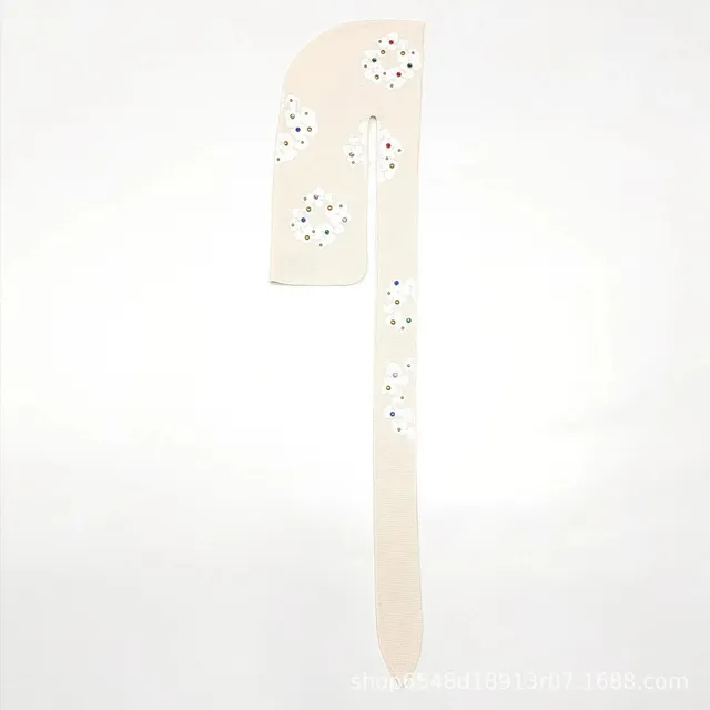 Embroidered Scarf Floral Crystal Appliqué