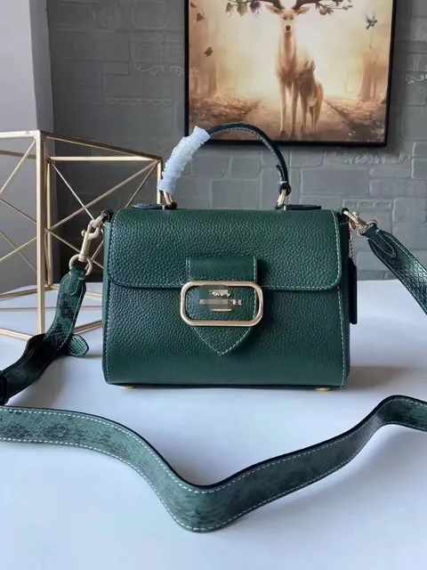 Coach Top-Handle Bag Pebbled Leather with Snake Strap