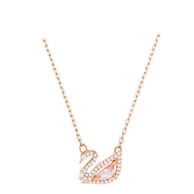 Pink diamond swan necklace