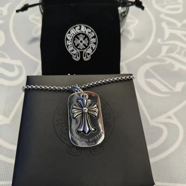 Chrome Hearts Dog Tag Necklace Cross Pendant