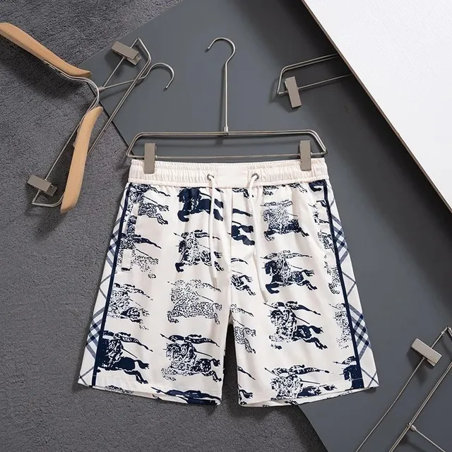 Burberry Equestrian Knight Print Shorts Navy Knight on White