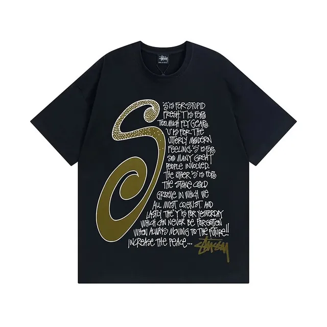 Stüssy Graphic Tee Gold Script Print