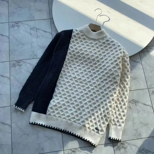 Lacoste Knit Sweater Two-Tone Honeycomb Knit
