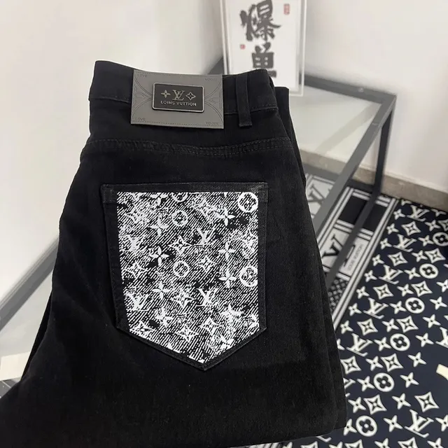 Louis Vuitton Denim Jeans Monogram Print Pocket