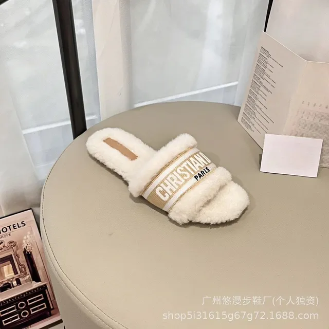Dior J'Adior Slide Faux Shearling