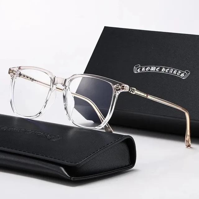 Chrome Hearts Optical Glasses Clear Acetate with Gold Accents