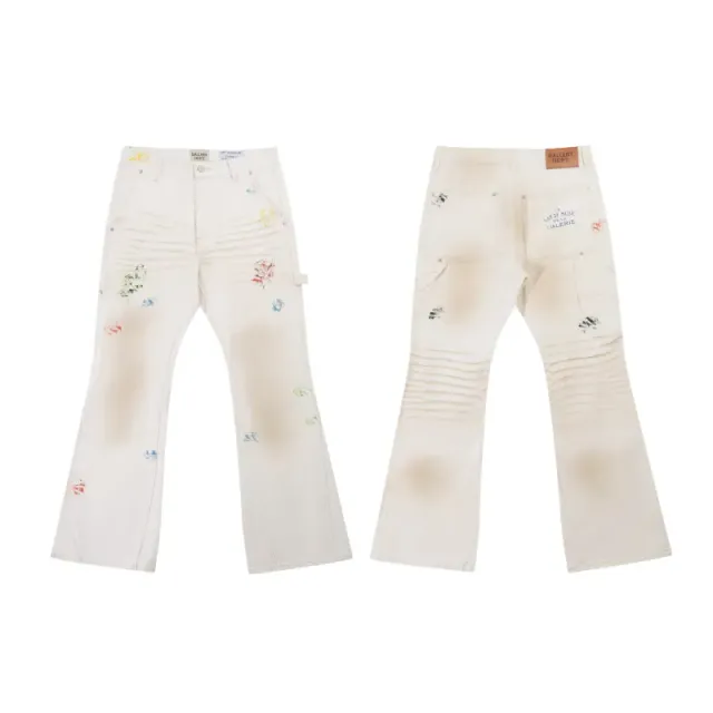 Gallery Dept. Paint Splatter Denim Distressed Floral Print
