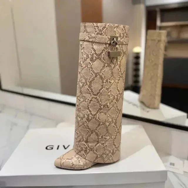 Givenchy Lock Boot Snake Print