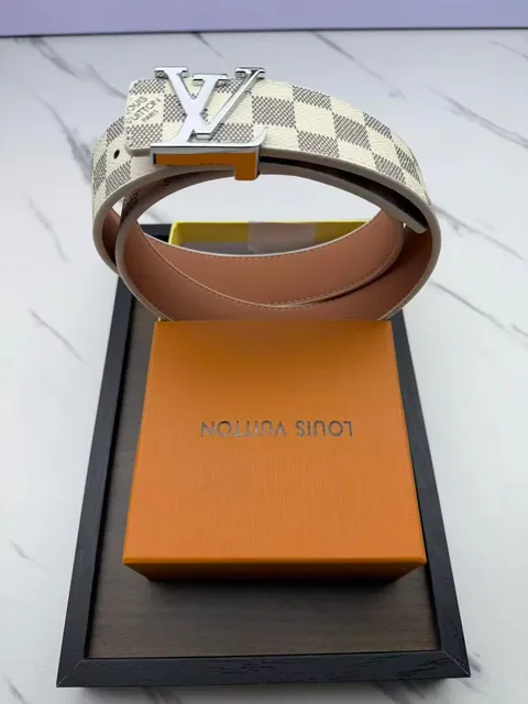 Louis Vuitton Damier Azur Belt Checkered Canvas