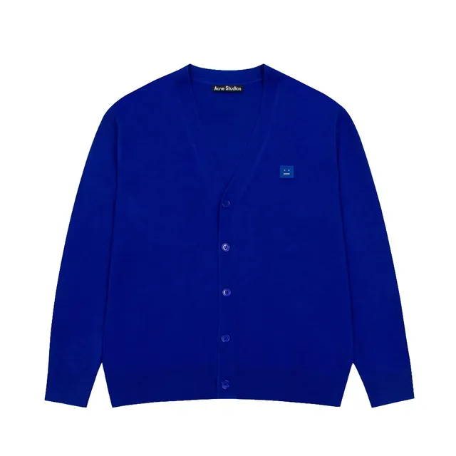 Acne Studios Face Logo Cardigan Solid Blue