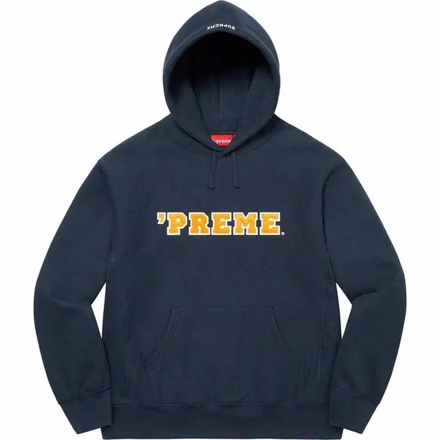 Supreme Box Logo Hooded Sweatshirt Navy Orange