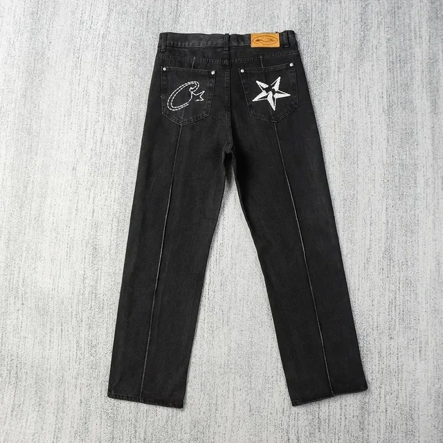 Star Embroidered Jeans Corteiz Logo & Star Back Pockets
