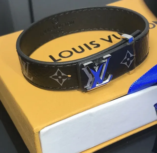 Louis Vuitton LV Belt Monogram Canvas with Blue Enamel Buckle