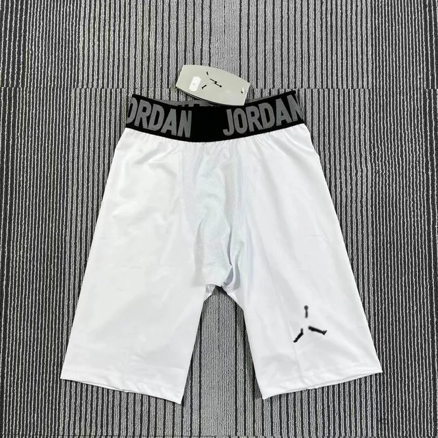 Jordan Compression Shorts White with Black Waistband