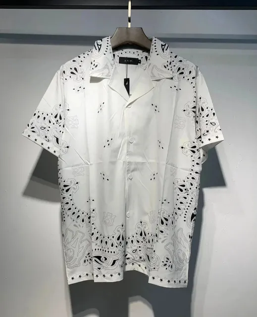Amiri Bandana Print Shirt White with Black Bandana Pattern
