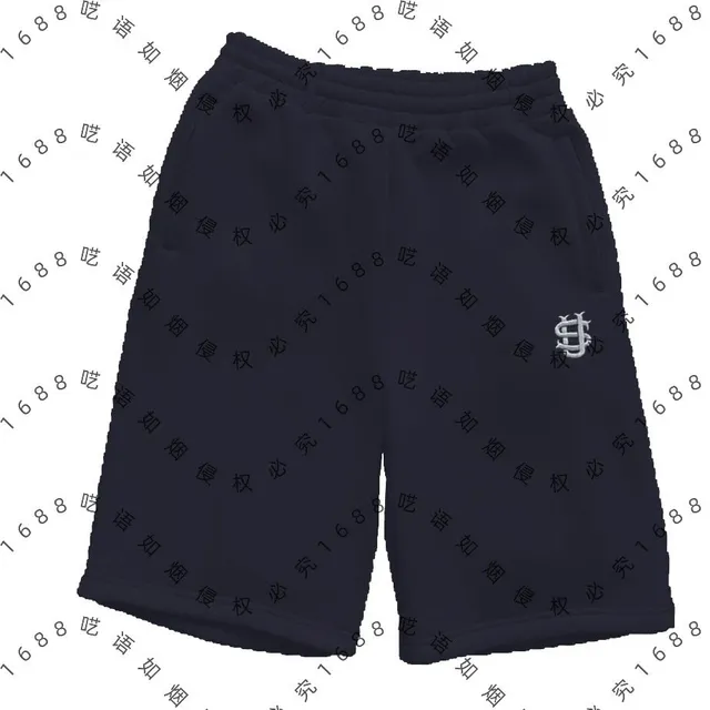 大logo深蓝色短裤