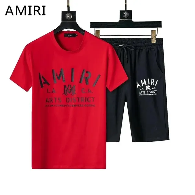 Amiri Logo Tee and Shorts Set Arts District Print