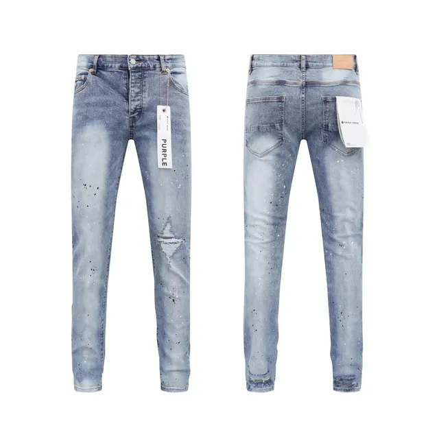 Purple Brand Slim Fit Jeans Splatter Wash Distressed
